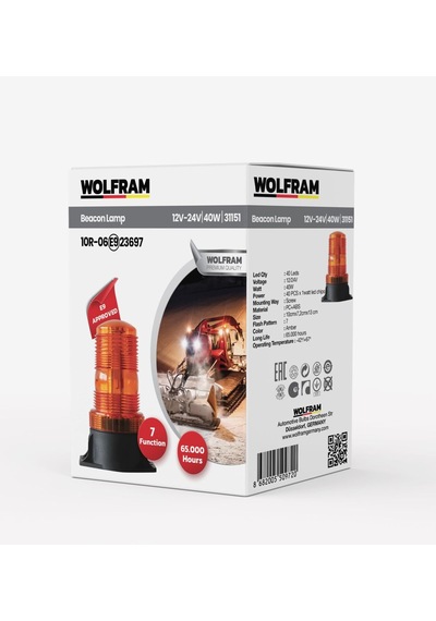 Led Tepe Döner İkaz Lambası 7 Fonksiyon 12v/24v E-belgeli 40w
