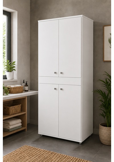 Renazzo Mdf Çamaşır Ve Kurutma Makinesi Dolabı Beyaz 187x70x70 Cm