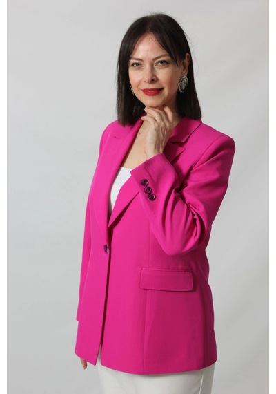 Moda Berray 1905 Fuşya Kadın Büyük Beden Blazer Ceket Fuşya