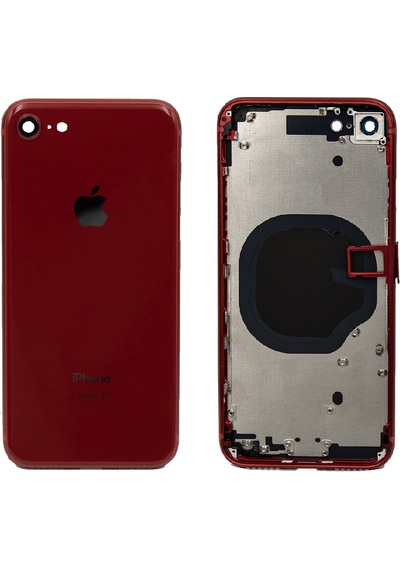 Apple Uyumlu iPhone 8 Boş Kasa Kırmızı Renk Tam