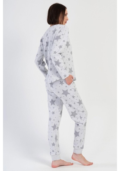 Vienetta Kadın Jakarlı Uzun Kol Gri Pijama Takım C2t3n0o204 001
