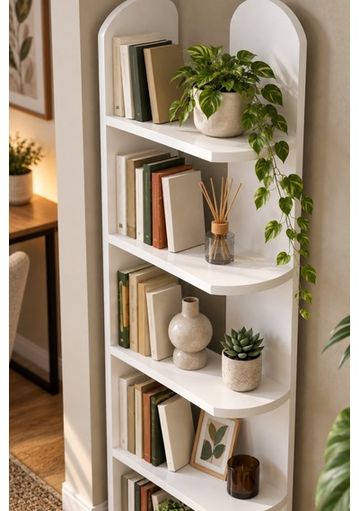 Sulorahome 5 Raflı Beyaz Çok Amaçlı Kitaplık Ve Dekoratif Raf Ünitesi Antrasit