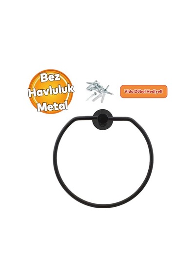 Badem10 Vidalı Bez Havluluk Aparatı Lavabo Banyo Mutfak Bez Havlu Askısı Siyah Paslanmaz Metal 12 Izgara
