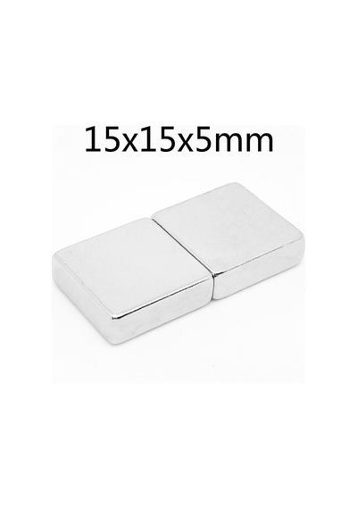 15x15x5 Mm Neodyum Güçlü Kare Mıknatıs 2 Adet Set
