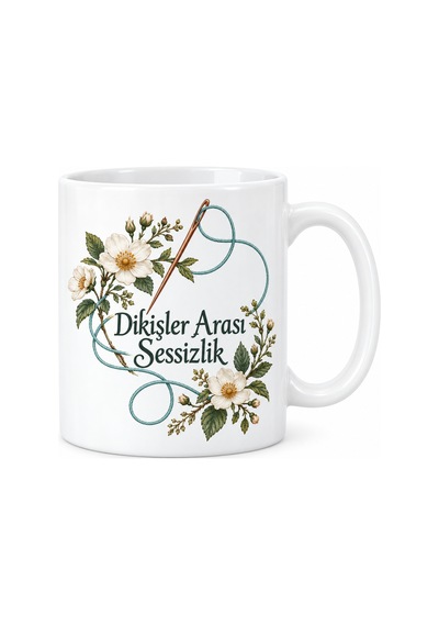 Bezos Dikişler Arası Sessizlik Tasarımlı Porselen Kupa - Model 583 Nıda