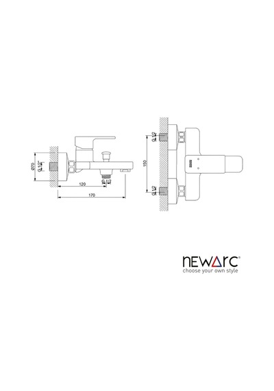 Newarc Drop 241511 Banyo Bataryası Krom