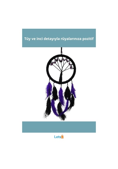 Mor İncili Hayat Ağacı Rüya Kovanı Dream Catcher 1 Adet