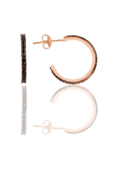 Gümüş Rose Onix Taşlı 19 Mm Tamtur Halka Küpe