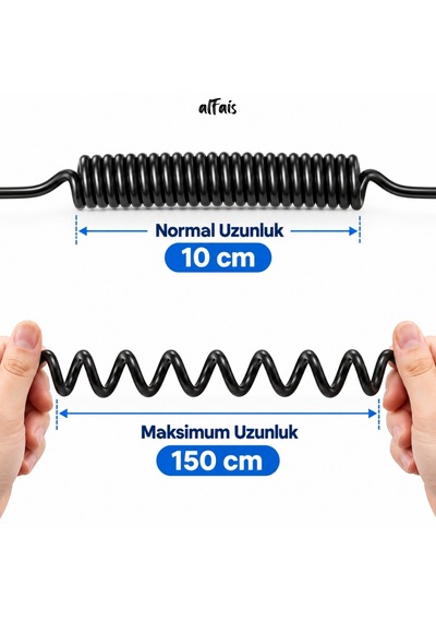 Alfais 6047 Usb Hızlı Telefon Data Şarj Kablosu 120w 3in1 Spiral Yaylı Type C Micro Lightning Veri