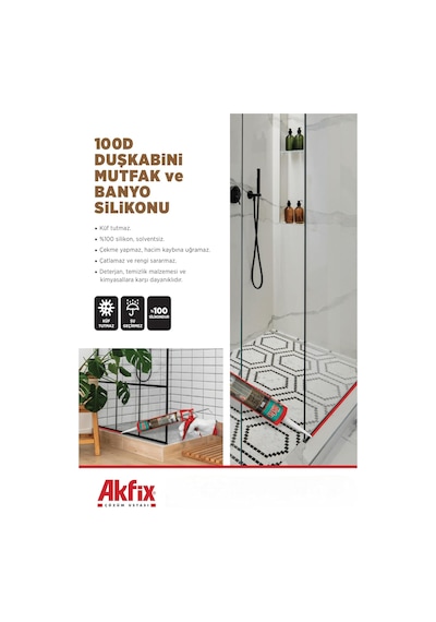 100d Duşkabini, Mutfak Ve Banyo Silikonu, Şeffaf,%100 Silikon, Hızlı Kuruyan, Küf Tutmaz, Su Ge