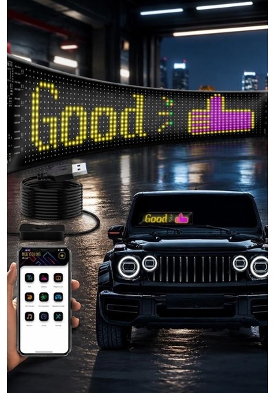 Delux Serisi Dekor Masa Araç Led Matrix Panel 9x37cm Rp937 Siyah
