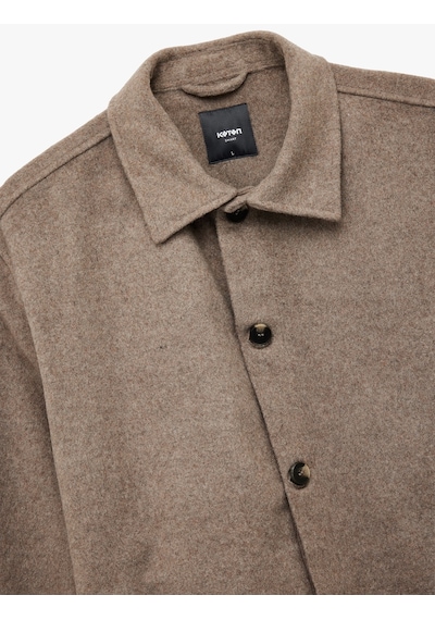 Koton Cep Detaylı Uzun Kollu Gömlek Yaka Düğmeli Slim Fit Kaşe Ceket Vizon 6wam20211hw VIZON Koton Cep Detaylı Uzun Kollu Gömlek Yaka Düğmeli Slim Fit Kaşe Ceket Vizon 6wam20211hw VIZON