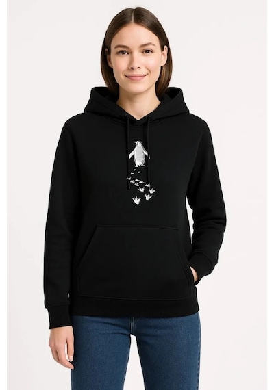 Primemagazam Kadın 3 İplik Pamuklu Kapüşonlu Hoodie Sweatshirt Nihilist Penguen Baskılı - Siyah Çeşitli