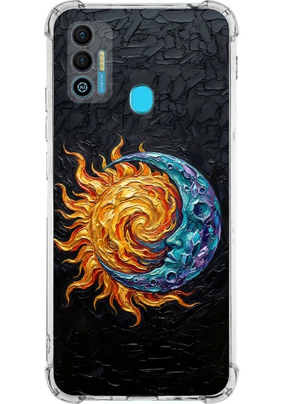 Tecno Spark 7 İle Uyumlu Köşe Korumalı Kılıf Metamorfoz Kozmik Dans Tasarımlı Uv Baskılı Şeffaf