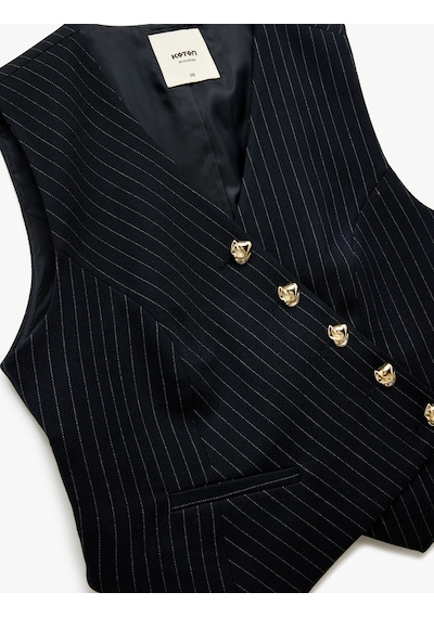 Koton Kolsuz V Yaka Düğmeli Asimetrik Kesim Blazer Yelek Lacivert Çizgili 6wak20016uw Lacivert Çizgili Koton Kolsuz V Yaka Düğmeli Asimetrik Kesim Blazer Yelek Lacivert Çizgili 6wak20016uw Lacivert Çizgili