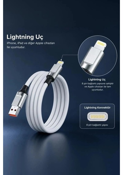 Delux Serisi Torima Şarj Kablosu Lightning Silikon 3.0a U15 Yedek Kablo Mobil Aksesuar Cep Aksesuarı Çok Renkli
