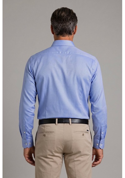 Bisse Mavi Regular Fit Uzun Paşa Yaka Gömlek Gmkls252178 D35