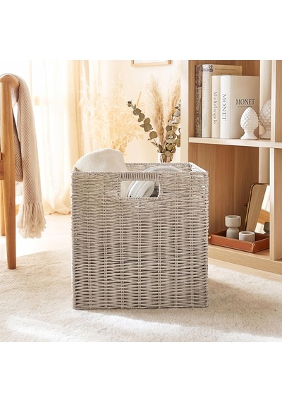 Yıkanabilir Gri Pp Rattan Sepet 33 X 33 X 33 Cm