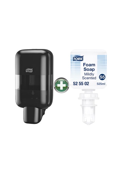 Tork Mini S5 Siyah Sabun Ve Dezenfektan Dispenseri 565208 + 525502 Köpük Sabun Hediyeli