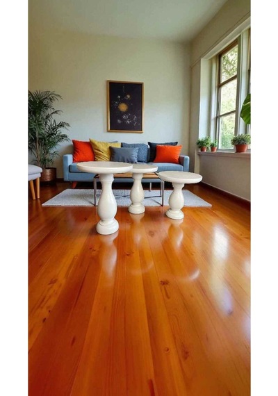 Beyaz Ahşap Mantar Sehpa Takımı 3 Lü Yan Sehpa Seti - Wooden Coffee Table Mushroom Beyaz