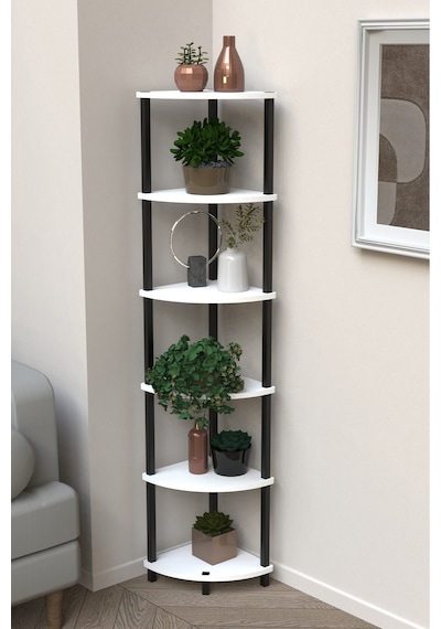 Flora 6 Raflı Moblen Çiçeklik Saksılık Balkon Bahçe Dekor Raf Stand-beyaz Beyaz