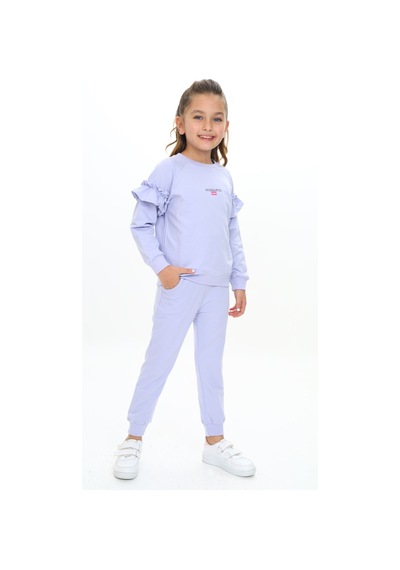 Toontoy Kids Toontoy Kız Çocuk 2'li Takım Baskılı Bisiklet Yaka Reglan Kol Fırfırlı Sweatshirt & Beli Paçası Lastikli Cepli Jogger Eşofman Altı - 2 İplik Açık Lila Toontoy Kids Toontoy Kız Çocuk 2'li Takım Baskılı Bisiklet Yaka Reglan Kol Fırfırlı Sweatshirt & Beli Paçası Lastikli Cepli Jogger Eşofman Altı - 2 İplik Açık Lila