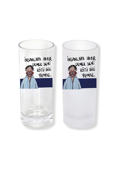 Hayır Yazılı Buzlu Ya Da Buzsuz Seçenekleriyle Rakı Bardağı