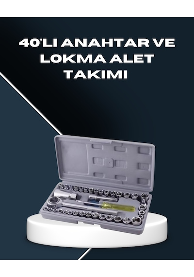 Dayanıklı Karbon Çelik 40 Parça Lokma Ve Cırcır Anahtar Seti