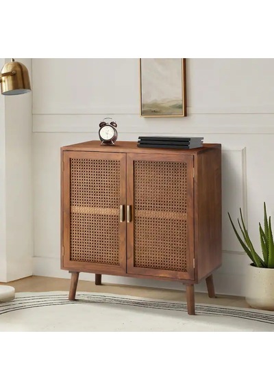 Dark Walnut Hazeran Detaylı Masif Büfe Ceviz