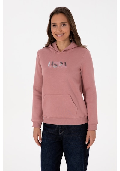 U.S. Polo Assn. Kadın Gül Kurusu Kapüşonlu Basic Sweatshirt 50307711-VR221