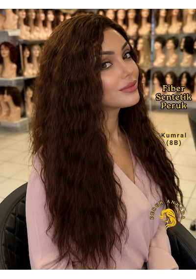 Afro Dalgası Peruk Fiber Sentetik Kumral