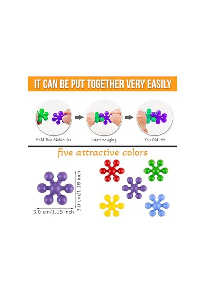 Master Molecules Eğitici Yaratıcı Molekül Stem Eğitimi Uyumlu 5 Renk Eğitici Oyuncak Molekül 300lü