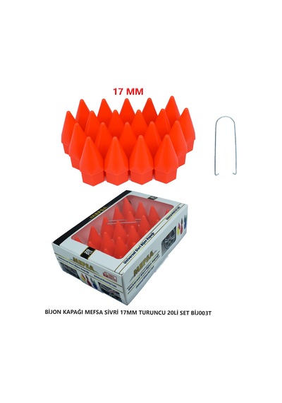 Bijon Kapağı Sivri 17 Mm Turuncu 20 Li Set