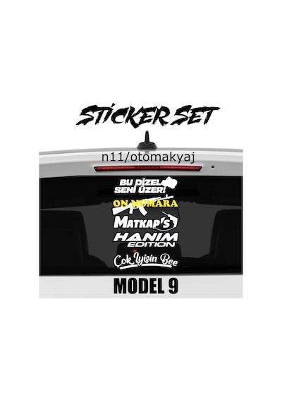 Araba Arka Cam Yazısı Sticker Komik Hırçın Ukala Çeşitli