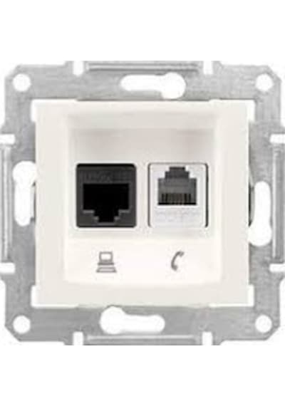 Schneıder Sedna Krem Rj45 Cat6 Data Prizi - Rj11 Tel Sdn5200123 Çerçesiz