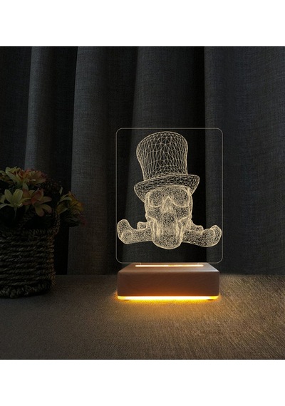 Kafatası Lamba 3d Led Masa Lambası Doğum Günü Hediyesi Lamba