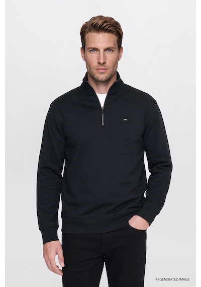 Wrangler Pamuklu Regular Fit Fermuarlı Erkek Sweatshirt W2620157001 Siyah