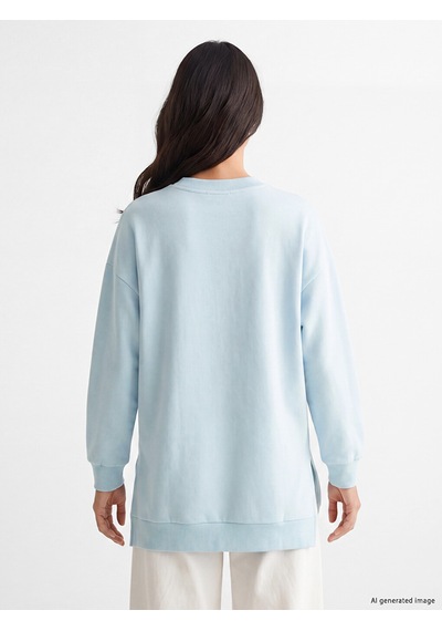 LC Waikiki Lc Waıkıkı Mavi New York City Baskılı Kadın Sweatshirt Tunik