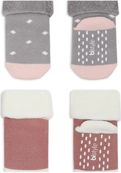 Bistyle Puanlı Kaymaz Havlu Soket Çorap 2'li Bs10502 Gri Pudra Gri Pudra Gri - Pudra