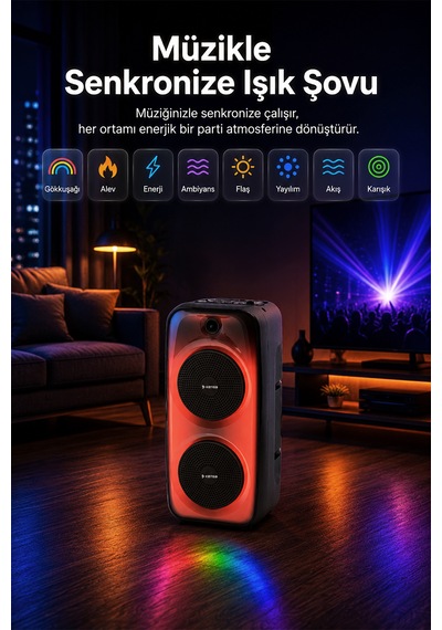 Taşınabilir 40w Led Işıklı Bluetooth Hoparlör Seti