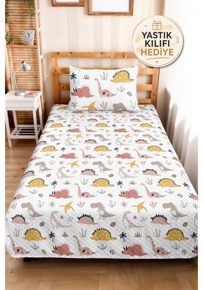 Evimde Bambaşka Dinozor Sarı Çocuk Odası Tek Kişilik Pike Takımı - Pastel Modern Gri 160x220 CM Kapitone Yatak Örtüsü Evimde Bambaşka Dinozor Sarı Çocuk Odası Tek Kişilik Pike Takımı - Pastel Modern Gri 160x220 CM Kapitone Yatak Örtüsü