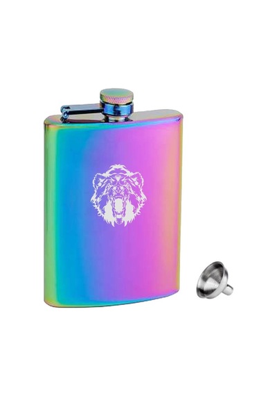 Rainbow Paslanmaz Çelik Cep İcki Matarası 8oz 240ML Vahşi Ayı