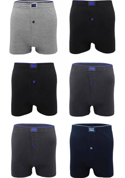 Erkek Siyah Penye Düz Boxer 6'lı Paket 117 Siyah