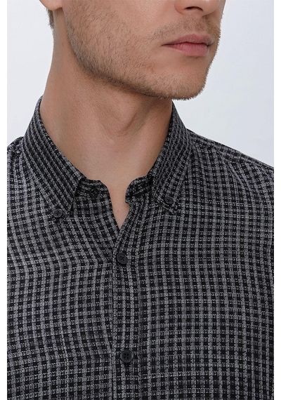 Efor Gk 662 Slim Fit Siyah Klasik Gömlek Siyah