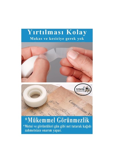 Tr 19x33 Metre 12 Adet Şeffaf Görünmez Bant Aydınger Yazılabilir Mat Bant Büro Bandı 1