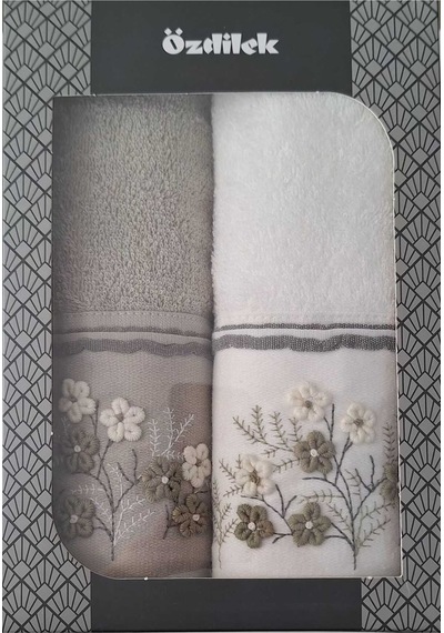 Özdilek Ditsy Garden 2'li Havlu 50 90 Cm El-yüz Havlusu Nak-2 Krem