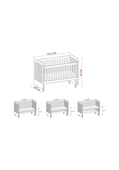 Meltem Kids Sweet Lion Anne Yanı Ahşap Sallanır Beşik 60x120 Cm Beyaz-lion Beyaz