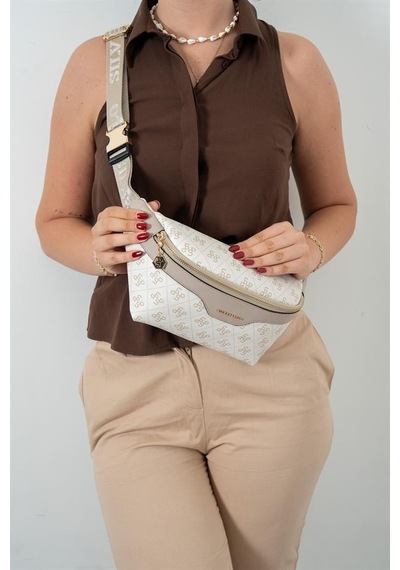 Silver Polo Sp1192 Kadın Bel Çantası Monogram Bej-kum