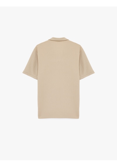 Koton Regular Fit Kısa Kollu Dokulu Polo Yaka Tişört Bej 6sam10068mk Ekru