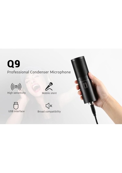 Rgb Led Profesyonel Usb Kondansatör Mikrofon 24 Bit / 96khz, Kardioid, Tak-çalıştır, Tripod Dahil, Podcast, Oyu